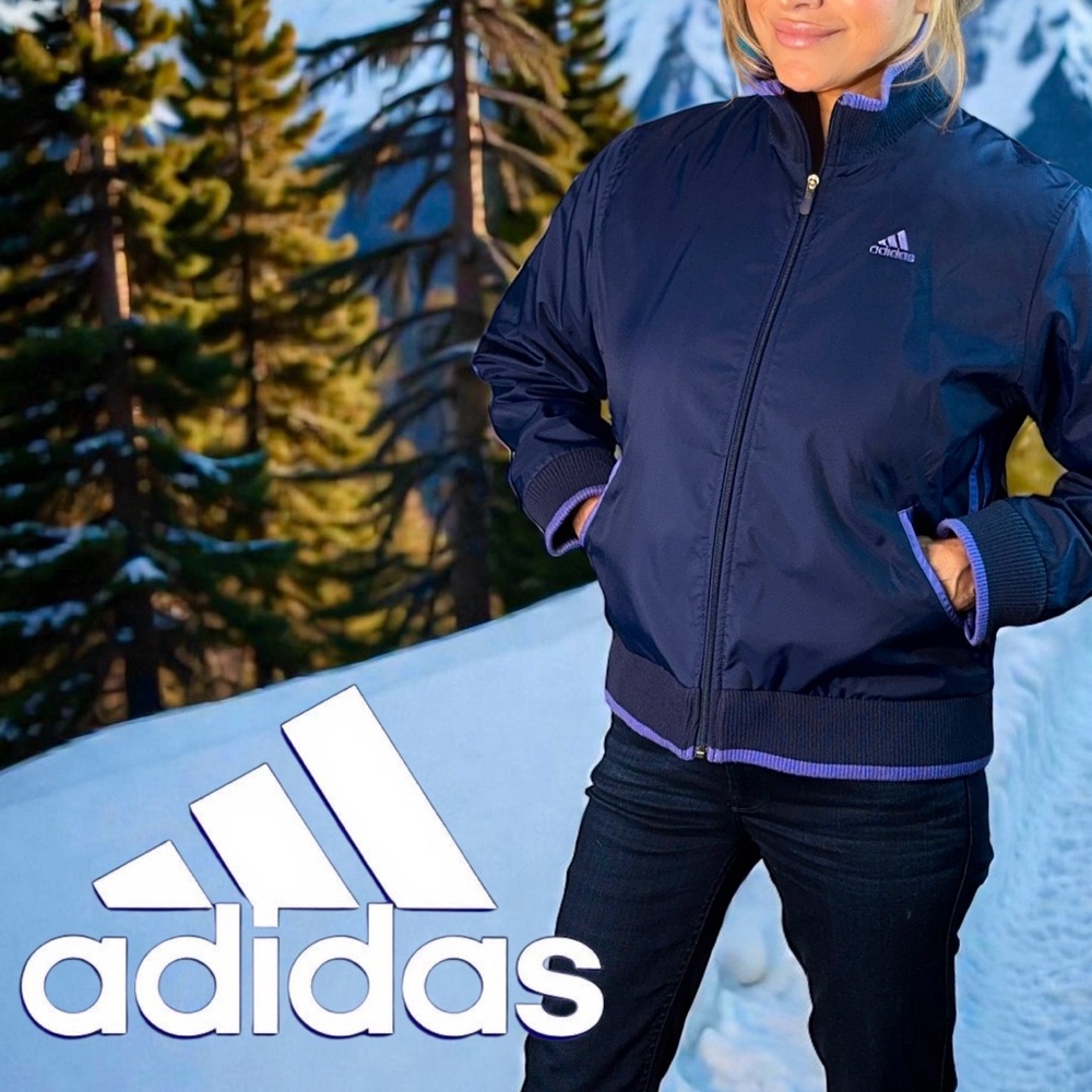 Adidas Women's Dark Blue Bomber Winter Coat Jacket M